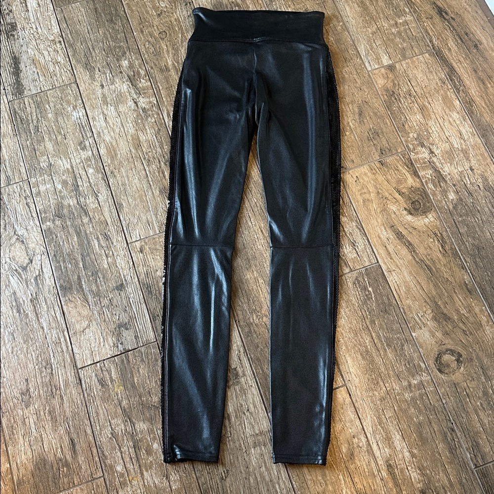 SPANX Black Sequin Faux Leather Legging XS - Picture 4 of 4